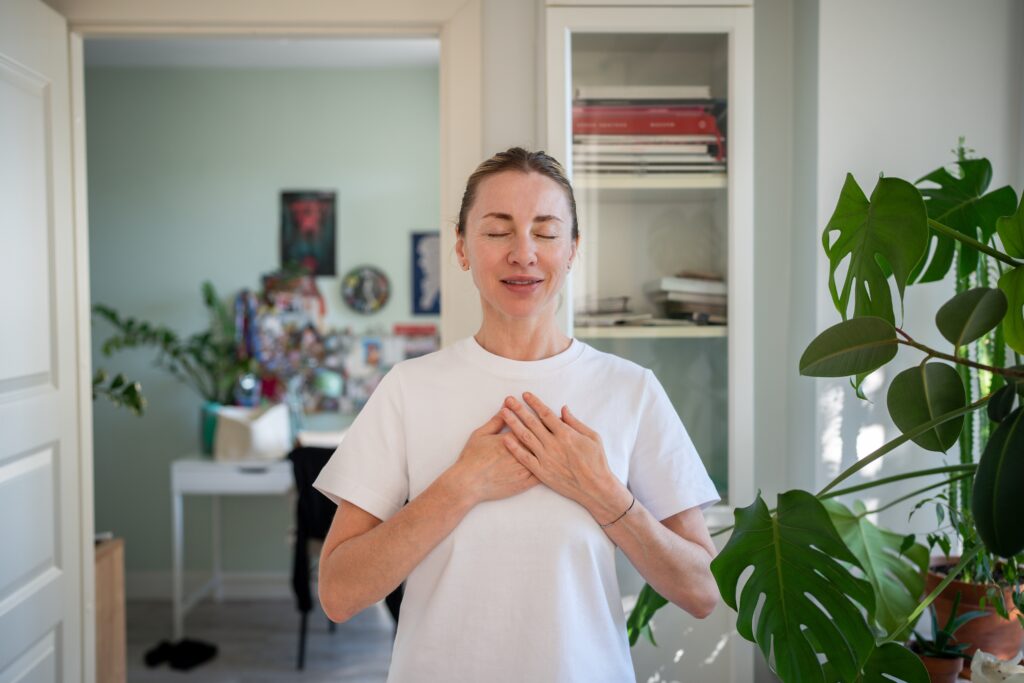 woman practicing inner self reflection